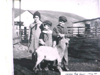 Zenna Beal and Dale with Goat (Grainery on right)
